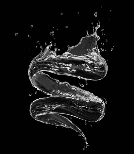 istock Splashes of fresh water in a swirling shape on black background 984796864