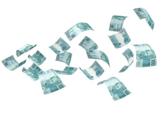 Brazilian money real falling finance crisis stock photo