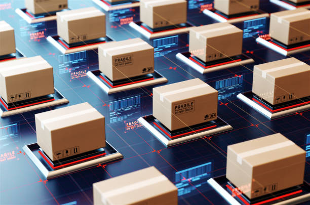 istock Packages are transported in high-tech Settings,online shopping,Concept of automatic logistics management. 984829046