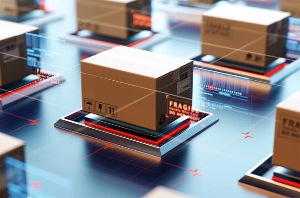 istock Packages are transported in high-tech Settings,online shopping,Concept of automatic logistics management. 984841618