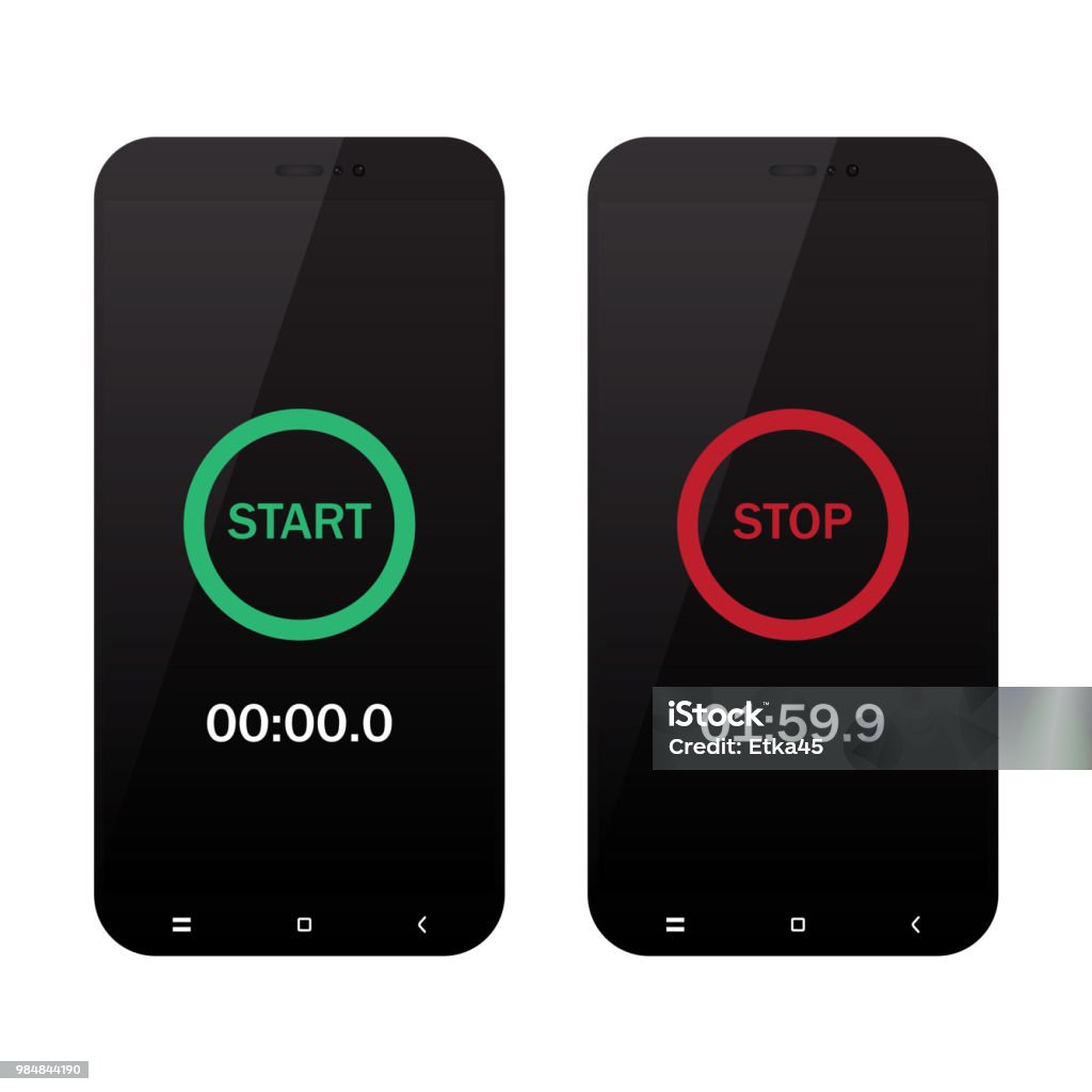 Smartstop Textenn Smart Stop Button On Smartphone Screen Vector Illustration Stock ...