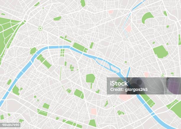 Paris Vector City Map Stock Illustration - Download Image Now - Map, Paris - France, City