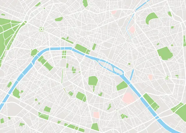 Vector illustration of Paris vector city map