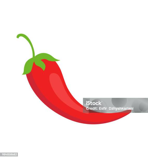 Mexican Chili Pepper Red Flat Icon Vector Illustration Isolated On White Stock Illustration - Download Image Now