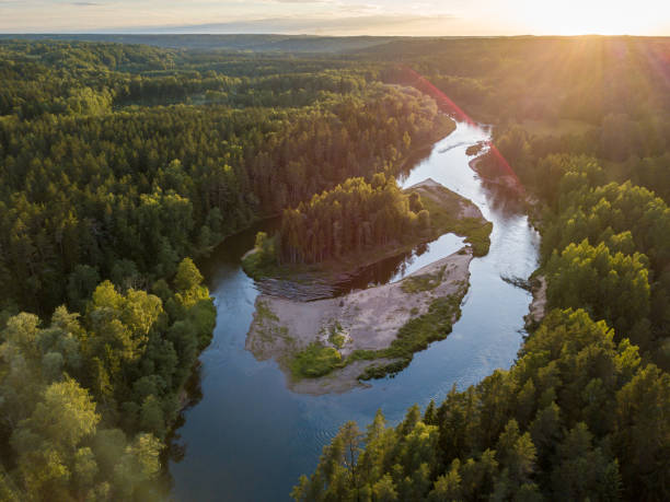 istock Gauja river, national park in Latvia. River and island. 984859498
