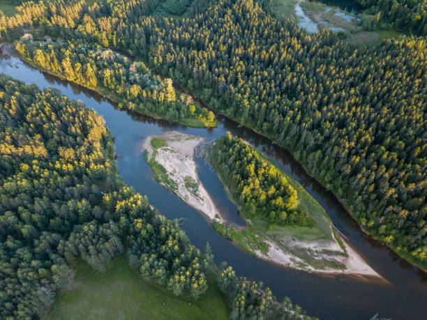 istock Gauja river, national park in Latvia. River and island. 984860104