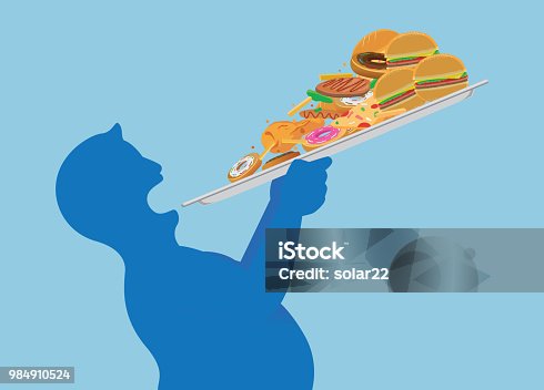 2,176 Binge Eating Illustrations & Clip Art - iStock | Emotional eating,  Pile of food, Food