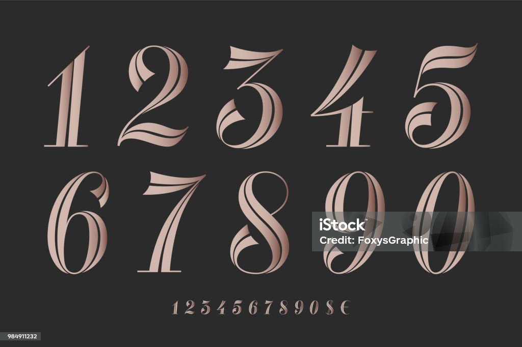 Number Front Numbers Font Classical Elegant Font Stock Illustration - Download Image ...