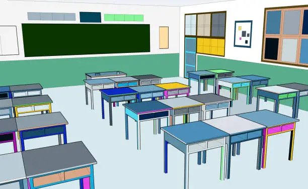 Vector illustration of colorful classroom pattern