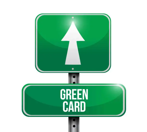 Vector illustration of green card street sign vector illustration.