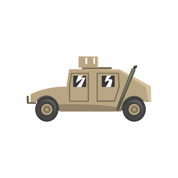 istock Military vehicle, army machine, heavy, special transport vector Illustration on a white background 984982284