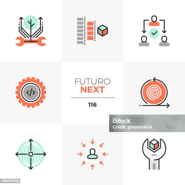 Production Process Futuro Next Icons Stock Illustration - Download Image Now - Icon Symbol, Change, Improvement