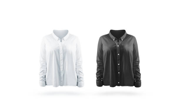 Blank black and white woman shirt mock up set