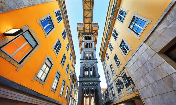 Photo of Santa Justa Lift in Lisbon. Famous landmark