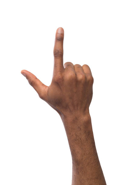 istock Male hand pointing on object with index finger isolated 985007342