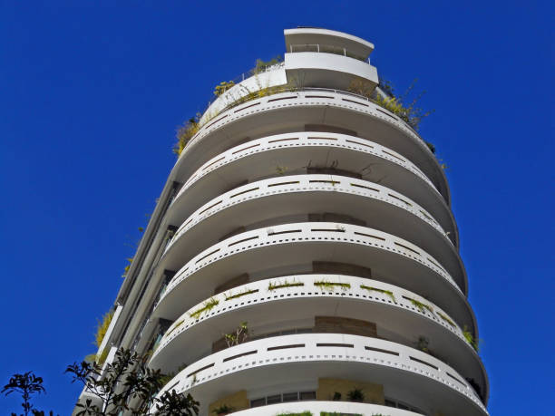 Modernist residential building in Higienopolis neighborhood in Sao Paulo, Brazil