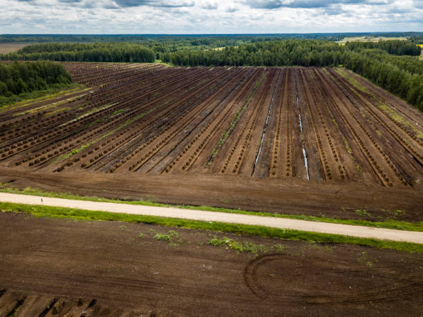 istock drone image. aerial view of rural area with fields of turf development 985025406