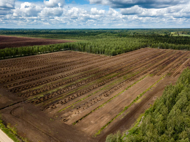 istock drone image. aerial view of rural area with fields of turf development 985025430