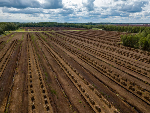istock drone image. aerial view of rural area with fields of turf development 985027990