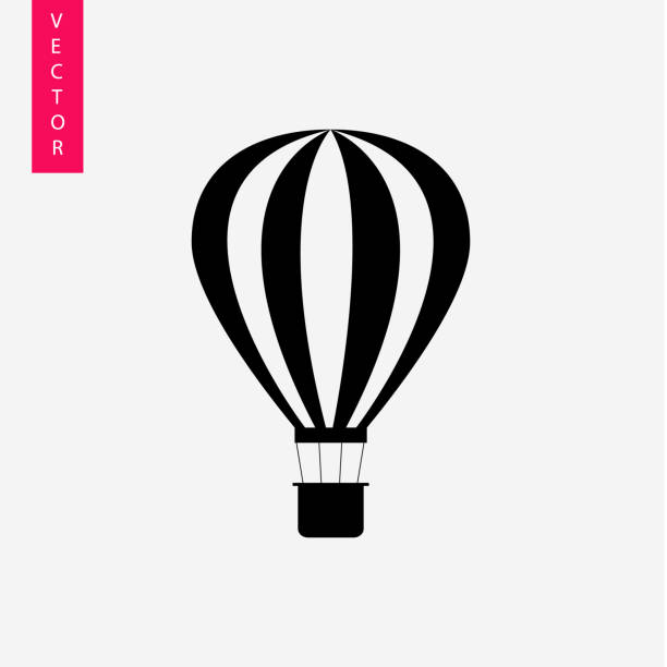 ilustraciones, imágenes clip art, dibujos animados e iconos de stock de globo aerostático de aire ícono. mosca transporte señal de pare. - balloon inflating blowing isolated