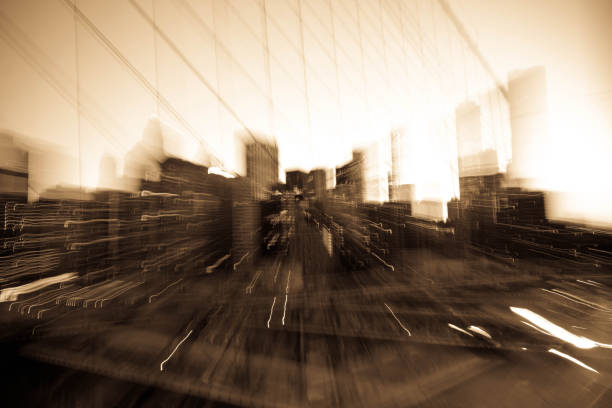 ponte di brooklyn e manhattan - new york state new york city vanishing point national landmark foto e immagini stock