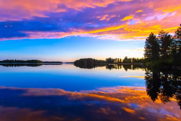 Photo of Summer night sunset from Sotkamo, Finland.