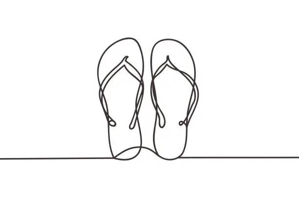 Vector illustration of Beautiful minimal continuous line flipflop design vector