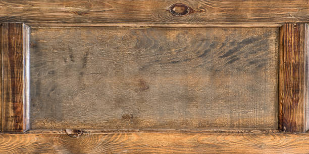 istock Wooden texture plate with a frame. Place for text 985051262