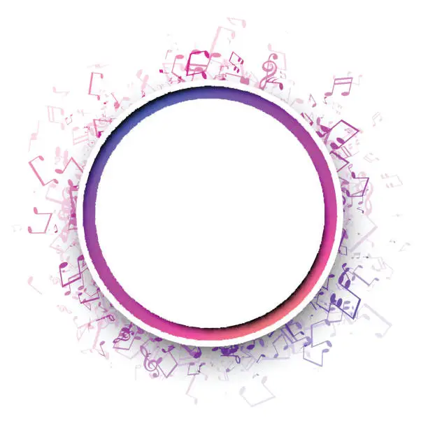 Vector illustration of Round musical background with colorful notes.