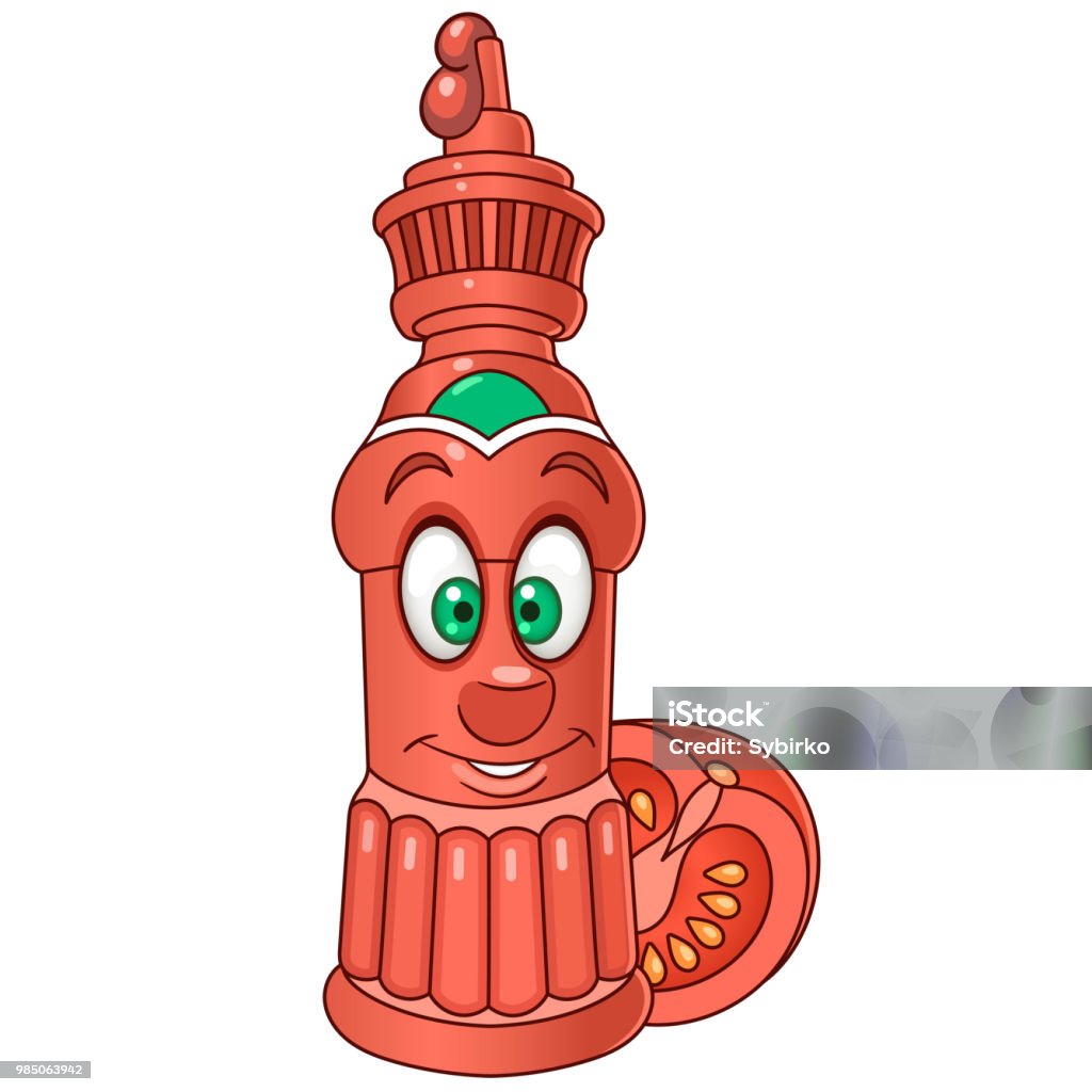 Cartoon Tomato Ketchup Bottle Stock Illustration - Download Image Now -  Anthropomorphic Face, Barbecue - Meal, Bottle - iStock