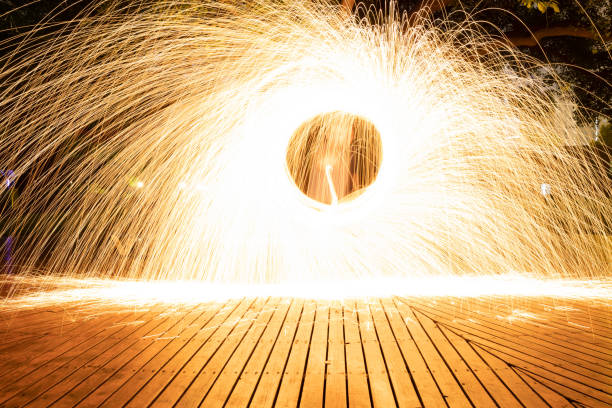 istock Light Painting of Orange Fire Storm 985064314