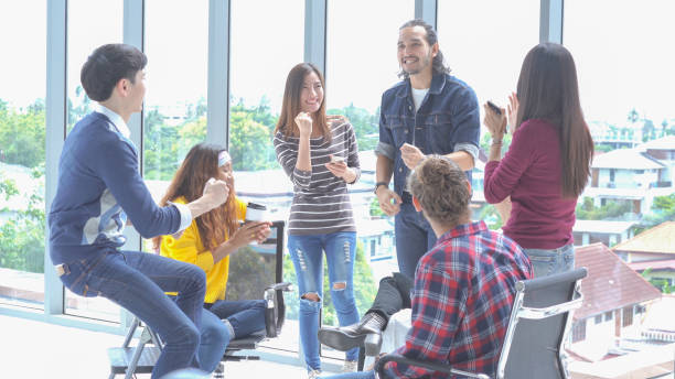 istock Happy Multi Ethnic Creative team cheerful at the office,success Teamwork Concept 985072844
