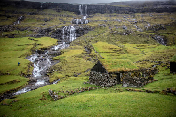 istock house with green roof in saksun 985074212