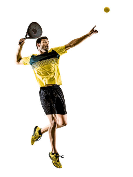 istock Padel tennis player man isolated white background 985077484