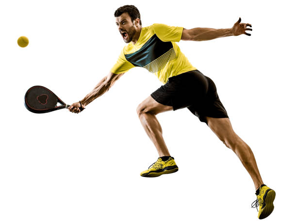 istock Padel tennis player man isolated white background 985078002