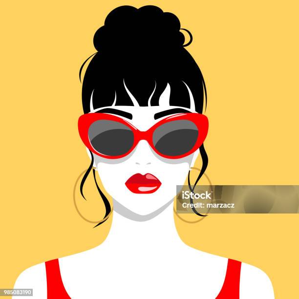 Beautiful Woman With Sunglasses Stock Illustration - Download Image Now - Women, One Woman Only, Sunglasses