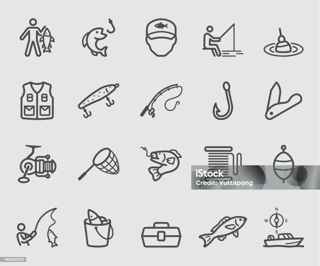 Line icons set for Fishing Fishing stock vector