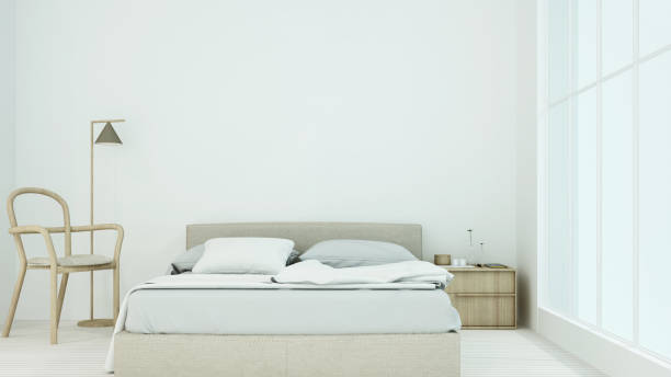 istock The interior minimal hotel bedroom space swimming pool 3d rendering and nature view background 985088294