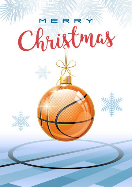 istock Merry Christmas. Sports greeting card. Basketball. 985100594