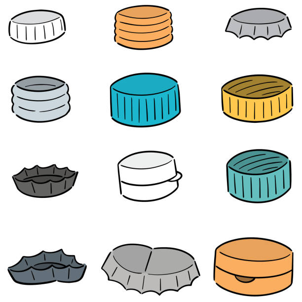 bottle cap vector set of bottle cap silver bottle cap stock illustrations
