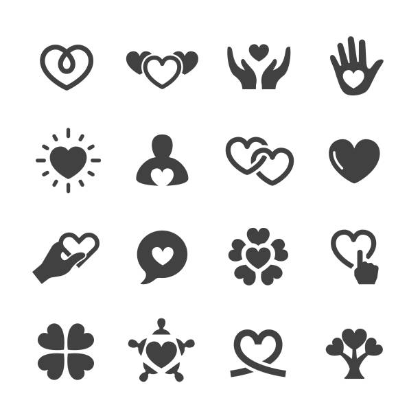 illustrazioni stock, clip art, cartoni animati e icone di tendenza di icone della cura e dell'amore - serie acme - volontariato