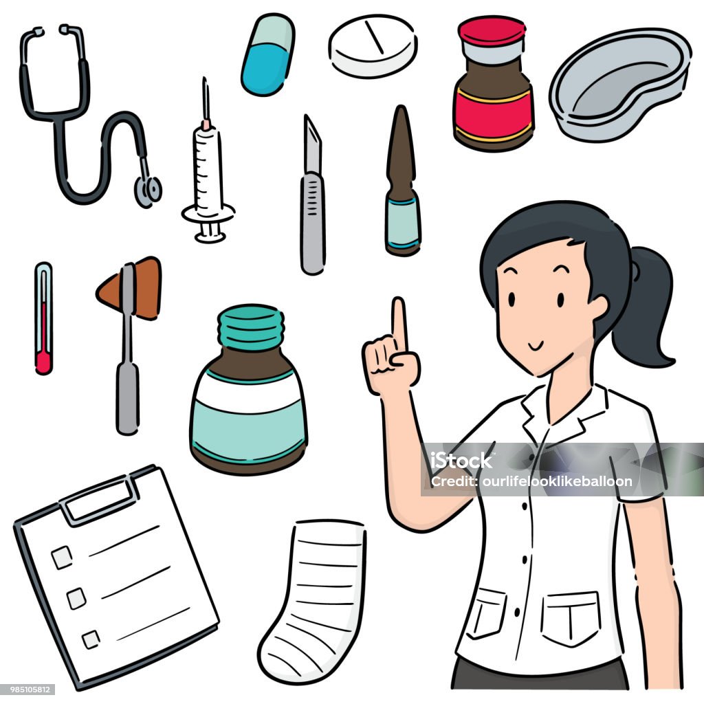 medical staff and medical equipment vector set of medical staff and medical equipment Doctor stock vector