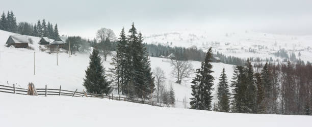 istock Early morning winter mountain village landscape 985114782