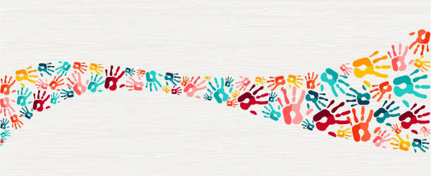 человеческая рука печати цвет фонового искусства - дети stock illustrations