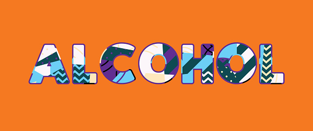 The word ALCOHOL concept written in colorful abstract typography. Vector EPS 10 available.