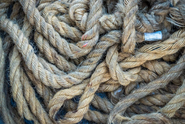 istock Ship rope, tench, folded rope close-up 985143888