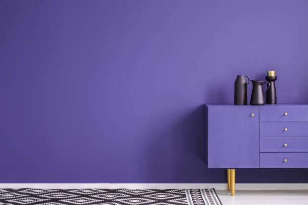 istock Minimal violet living room interior 985151960