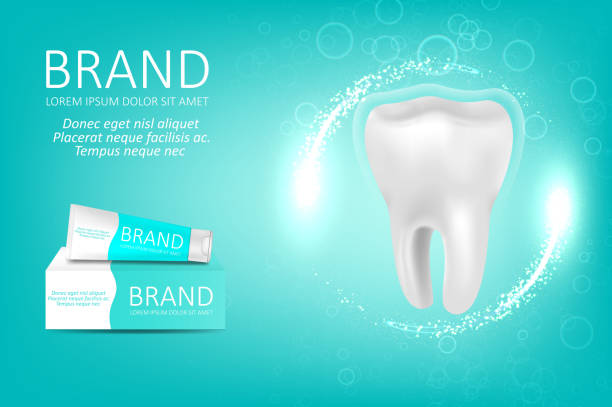 ホワイトニング歯磨き粉の広告 - dental hygiene branding packaging toothpaste点のイラスト素材／クリップアート素材／マンガ素材／アイコン素材