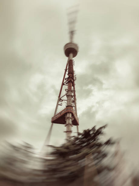 istock TV tower on the sky background. Blure effect 985173126