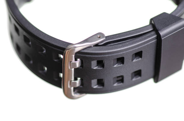 istock Black watch with rubber bracelet sport macro 985173684